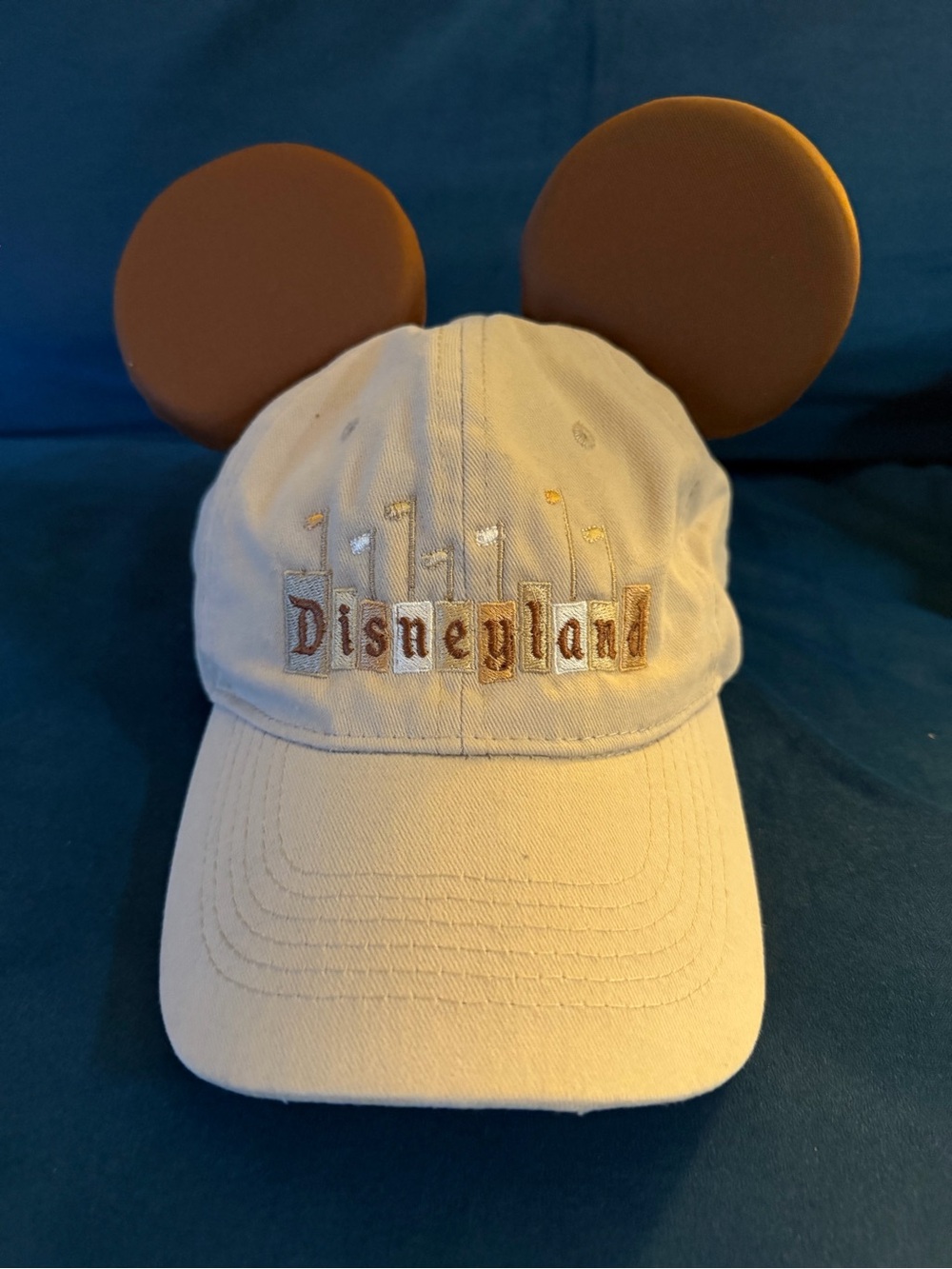 Disneyland Beige Baseball Cap with Brown Mickey Ears